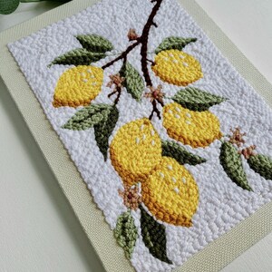 Lemon Tree Punch Needle Kit, Rug Hooking DIY, Yellow Embroidery Yarn Craft, Mindful Hand Habit, Handmade Kitchen Décor, Fiber Art Project image 7