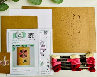 Multi Pack Daisy Hand Stitched Greeting Card Kit, Embroidered Flower, DIY Embroidery Kit, Beginners Stitching Set, Kids Sewing Party