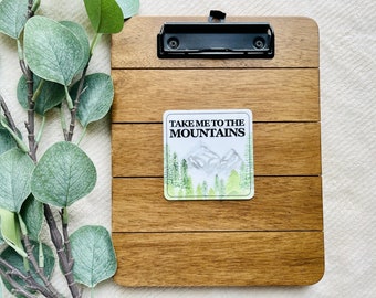 Take Me to the Mountains Sticker, Dishwasher Safe Vinyl Sticker, Watercolor Art Stickers, Sticker Collector, Gift for hiking, Outdoors