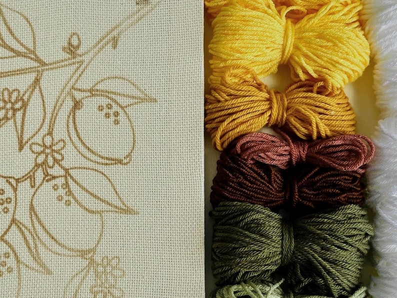 Lemon Tree Punch Needle Kit, Rug Hooking DIY, Yellow Embroidery Yarn Craft, Mindful Hand Habit, Handmade Kitchen Décor, Fiber Art Project image 5