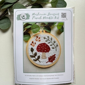 Example of packaged punch needle kit in cello bag.