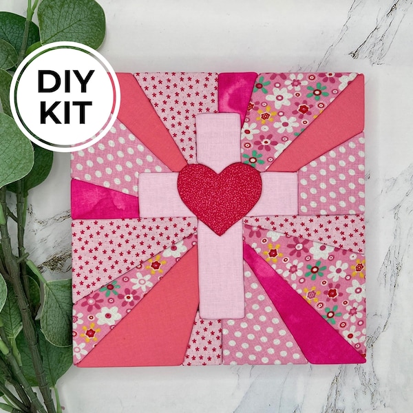 Christian Cross Kinusaiga nybörjarkit, quiltning utan sömnad, tygkonstkit, pysselkit för nybörjare, barnvänligt festpyssel, stresslindring