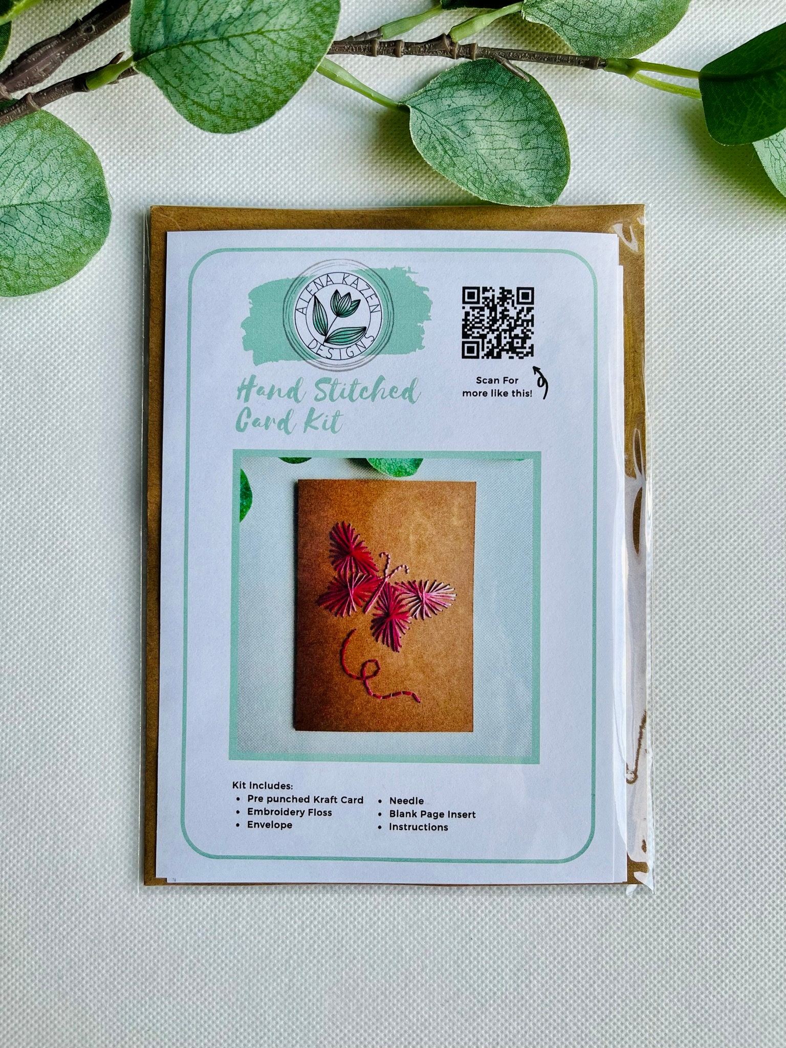 Butterfly Hand Stitched Greeting Card Kit Embroidered Etsy