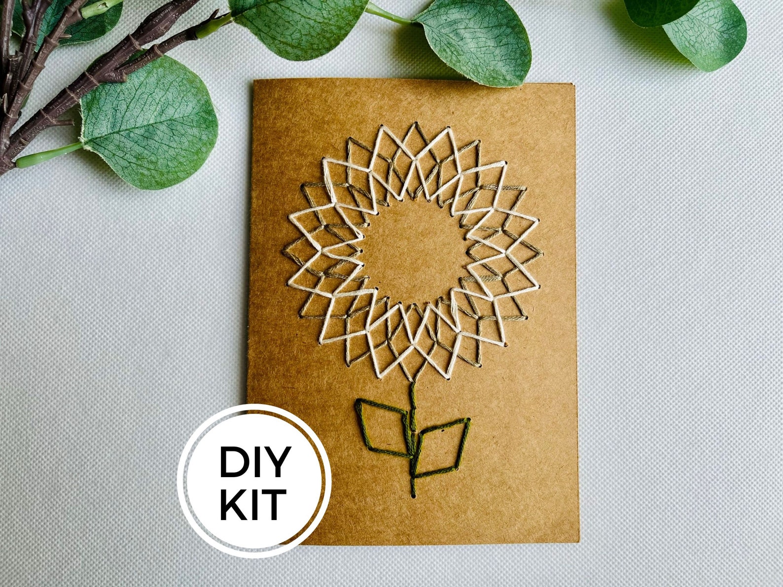 Dahlia Hand Stitched Greeting Card Kit Embroidered Flower Etsy