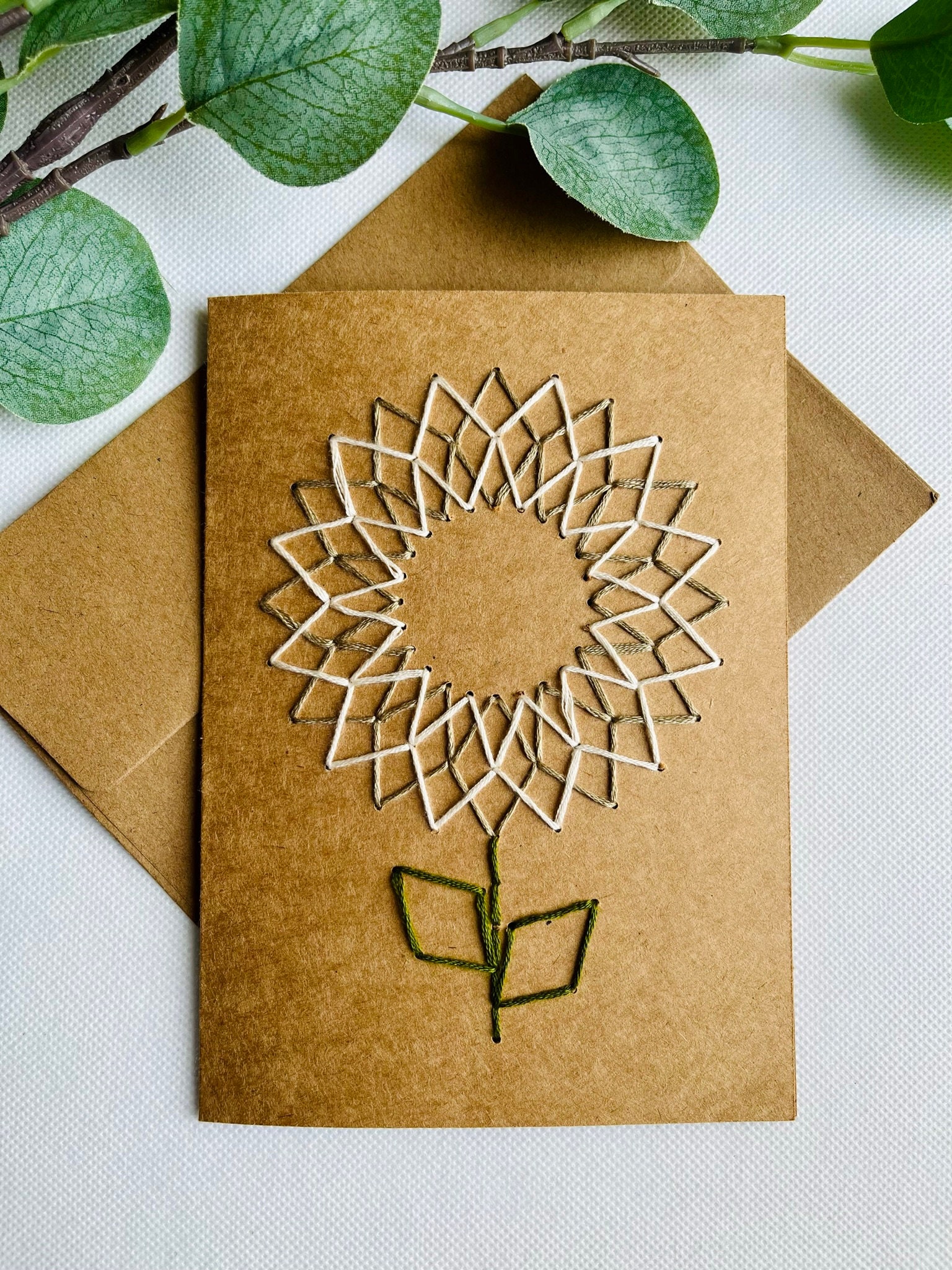 Dahlia Hand Stitched Greeting Card Kit Embroidered Flower Etsy