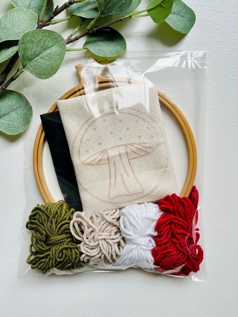 Mushroom Punch Needle Kit, Beginner Yarn Rug Hooking DIY, Do It ...