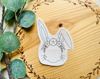 Bunny & Flowers Stick and Stitch Embroidery Pattern, Easter Rabbit Embroidery design, Hand Embroidered Easter craft, Beginners Embroidery