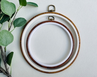 Faux Wood Embroidery Hoop,Punch Needle Wall Display, Interlocking, sizes 8” or 6”, Pretty plastic hoop embroidery, cross stitch, needlepoint