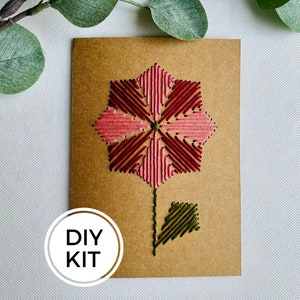 Kit biglietto di auguri cucito a mano con fiori, fiore ricamato, kit di ricamo fai da te, set di cucito per principianti, progetto di cucito per bambini