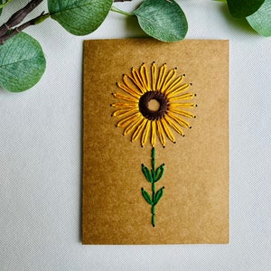 Sunflower Hand Stitched Greeting Card Kit, Embroidered Sunflower, DIY ...