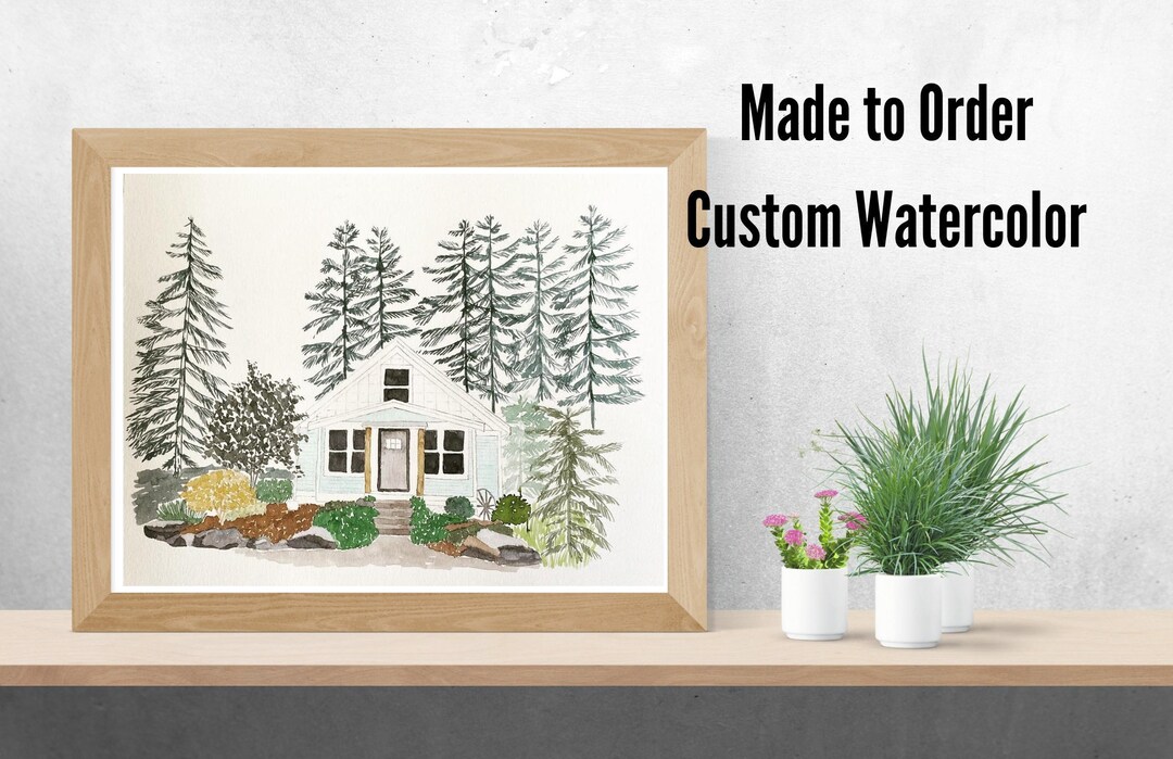 Custom Watercolor House & Family Portrait, Personalized Moving Gift ...
