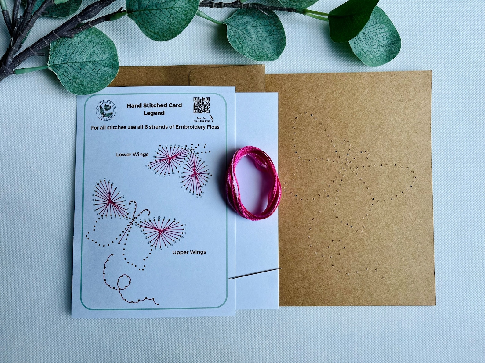 Butterfly Hand Stitched Greeting Card Kit Embroidered Etsy