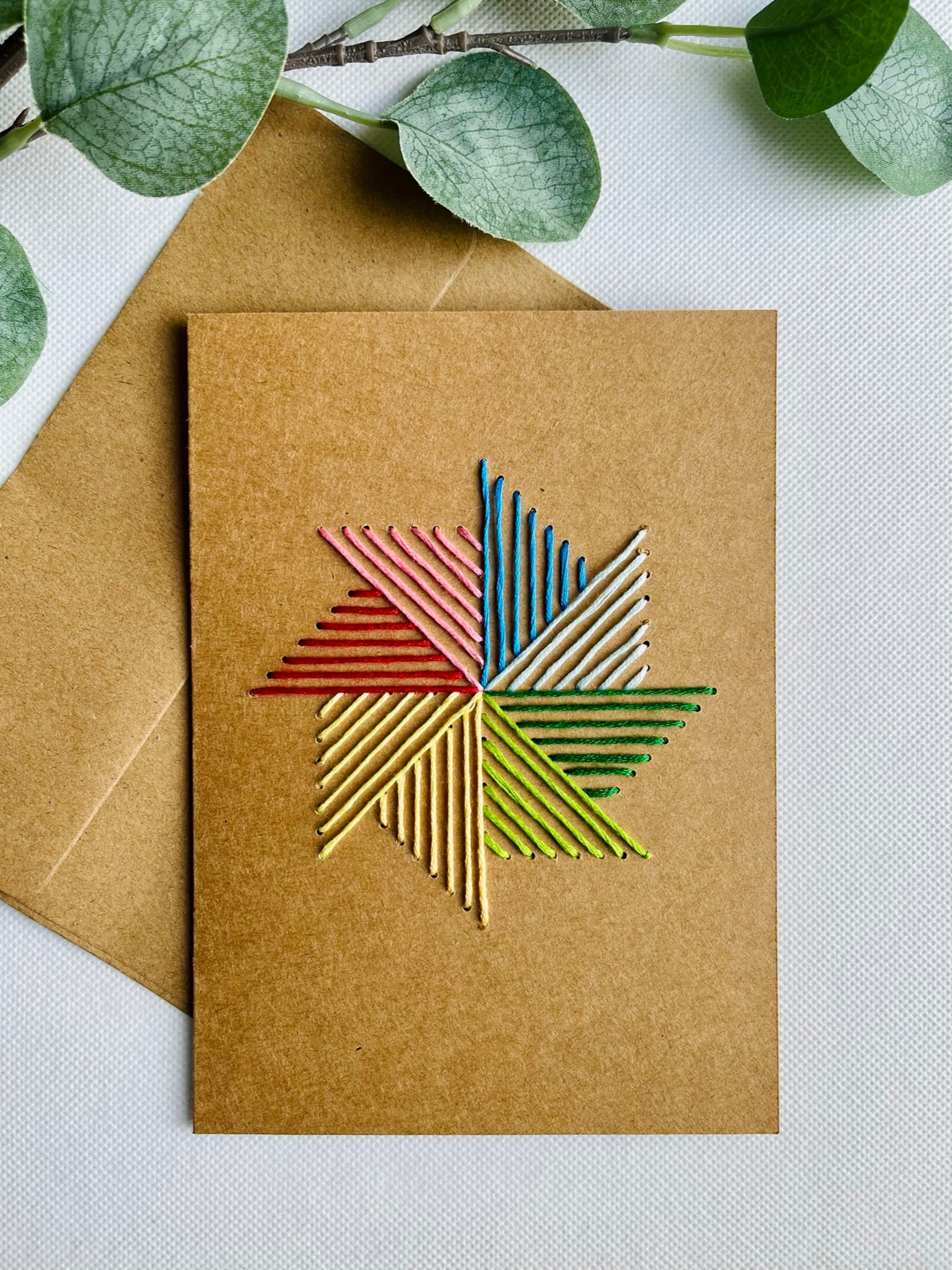 Pinwheel Hand Stitched Greeting Card Kit, Embroidered Pinwheel, DIY