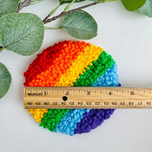 Bright Rainbow Punch Needle Mug Rug Kit Beginner Yarn Rug - Etsy