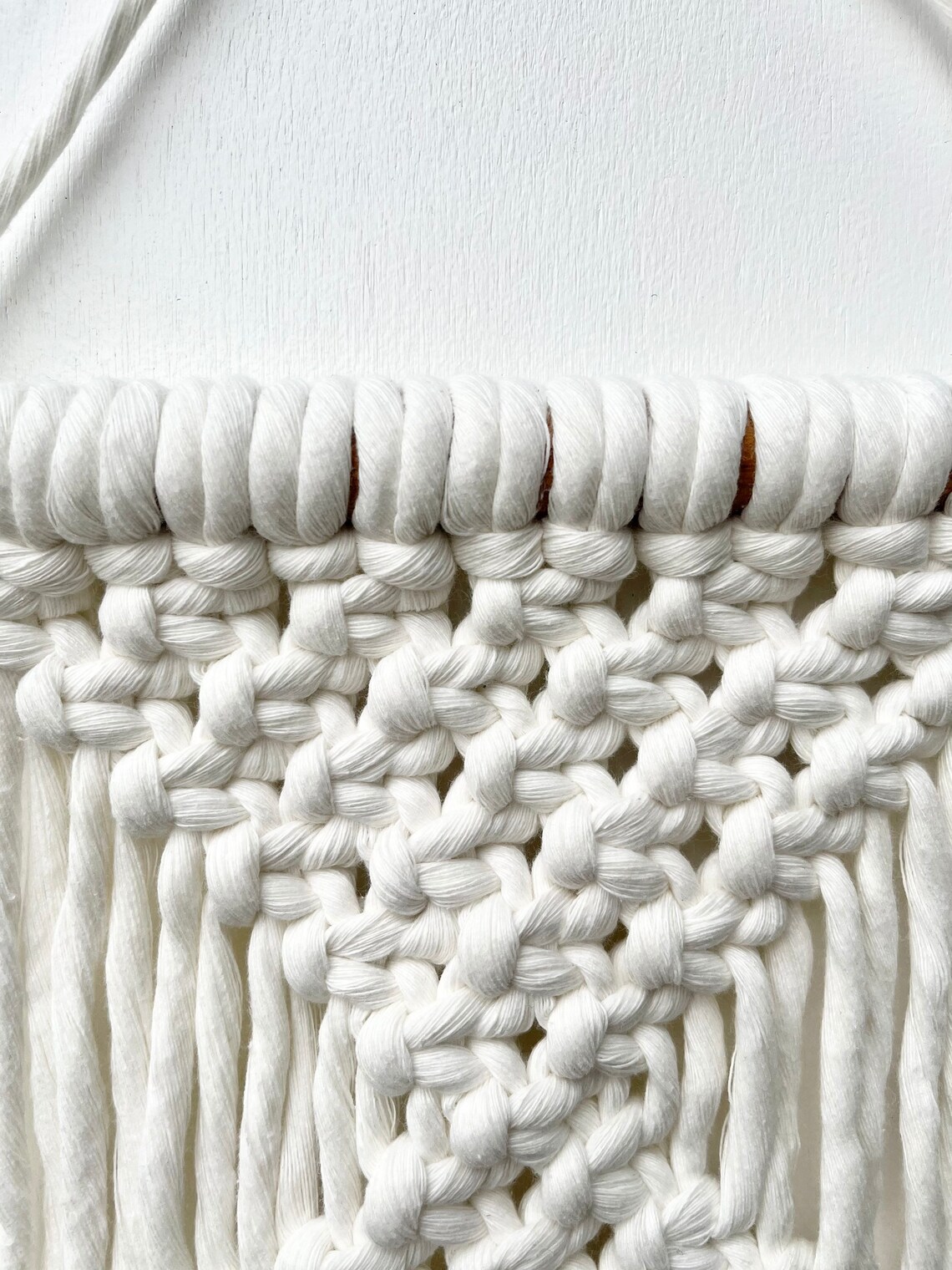 Ivory Cord Diamond Pattern Macramé Wall Hanging, Boho Wall Art, Twisted ...