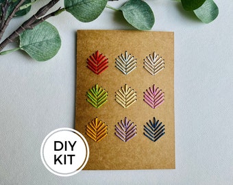 Shrub Hand Stitched Greeting Card Kit, Embroidered Shrubs, DIY Embroidery Kit, Beginners Sewing Set, Kids Stitching Project