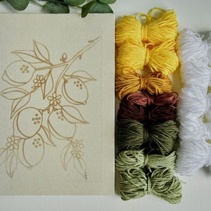 Lemon Tree Punch Needle Kit, Rug Hooking DIY, Yellow Embroidery Yarn Craft, Mindful Hand Habit, Handmade Kitchen Décor, Fiber Art Project image 2