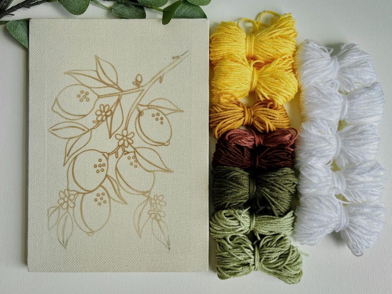 Lemon Tree Punch Needle Kit, Rug Hooking DIY, Yellow Embroidery Yarn Craft, Mindful Hand Habit, Handmade Kitchen Décor, Fiber Art Project image 2