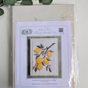 Lemon Tree Punch Needle Kit, Rug Hooking DIY, Yellow Embroidery Yarn Craft, Mindful Hand Habit, Handmade Kitchen Décor, Fiber Art Project image 4