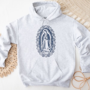 Our Lady of Guadalupe Sweatshirt Hoodie, Virgen De Guadalupe Sweatshirt Hoodie, Beautiful Metallic Design, Jesus Hoodie, Catholic Hoodie