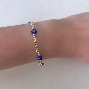 Evil Eye Ball Bracelet - Gold Plated - Stretch Bracelet