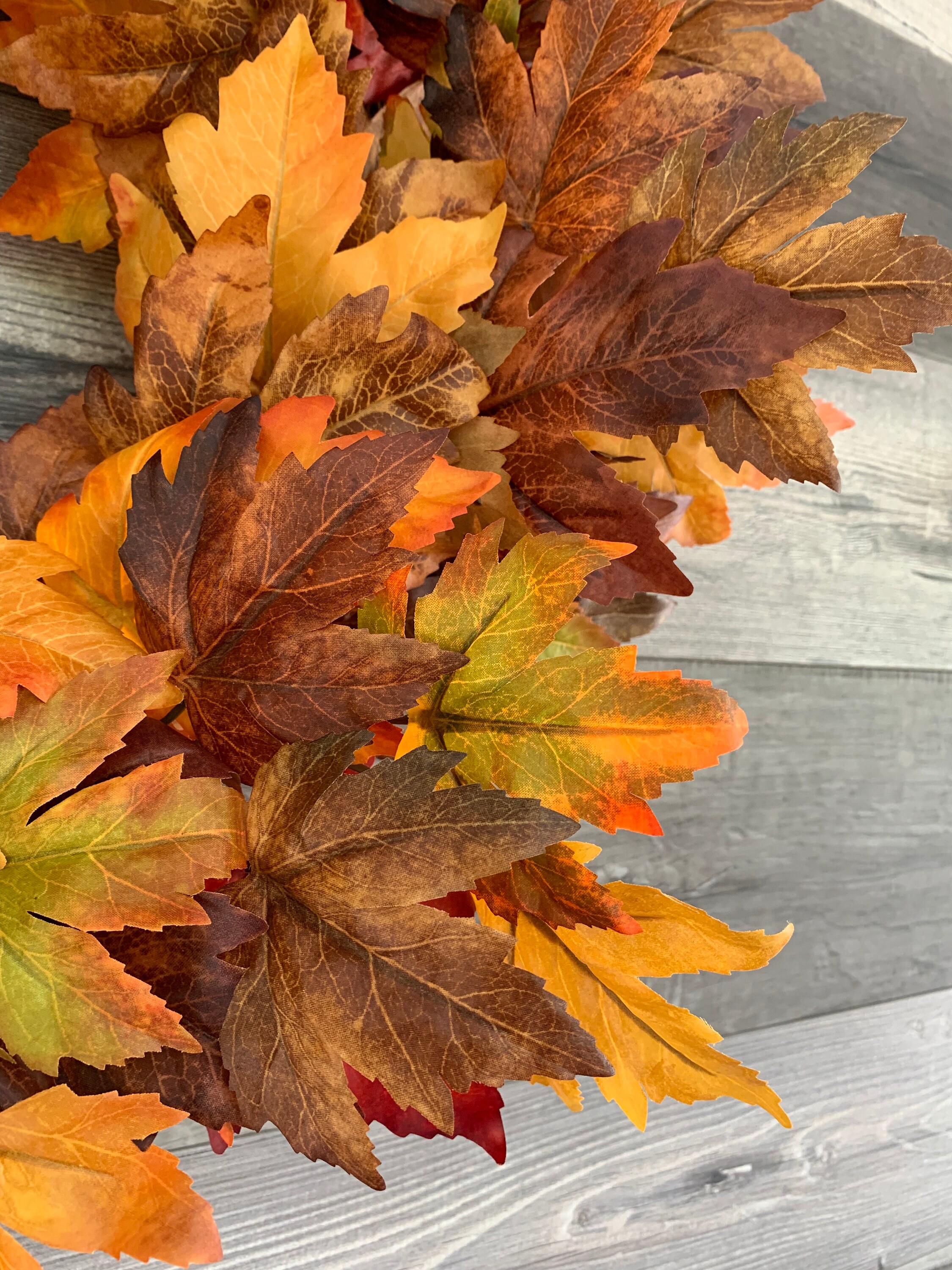 Fall Foliage Colorful Leaves Maple Grapevine Wreath for Front Door ...