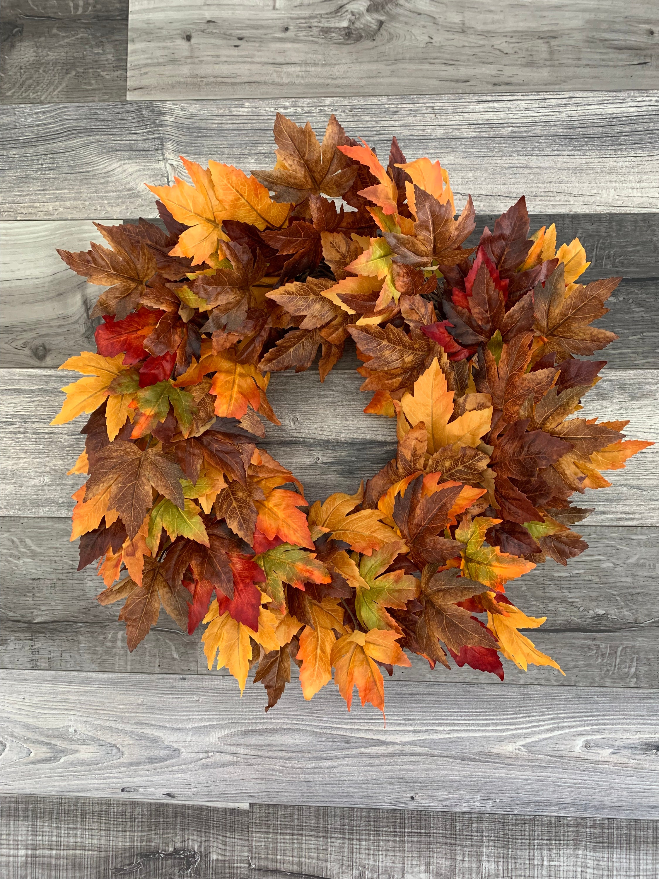 Fall Foliage Colorful Leaves Maple Grapevine Wreath for Front Door ...