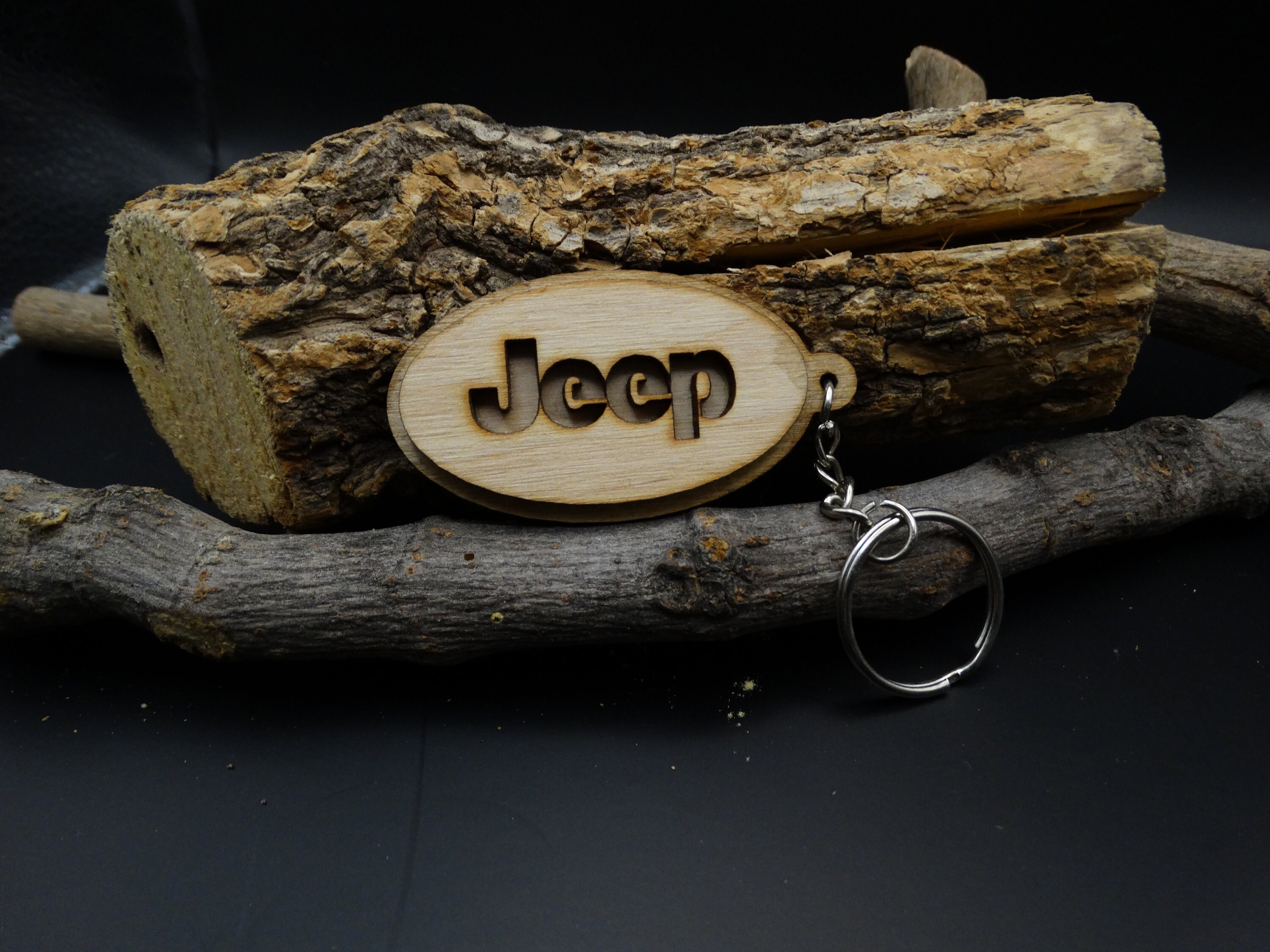Wooden Jeep Car Key Ring Handmade Handmade 