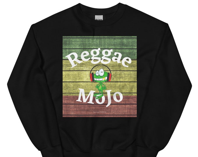 Reggae Jammin Frog Graphic Black Sweatshirt