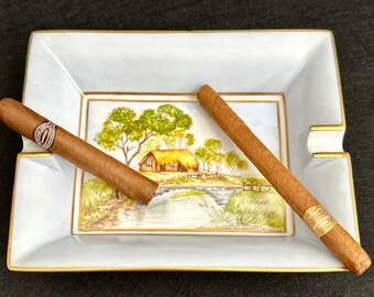 Vintage hand painted gold rim Limoges ashtray made by 1996