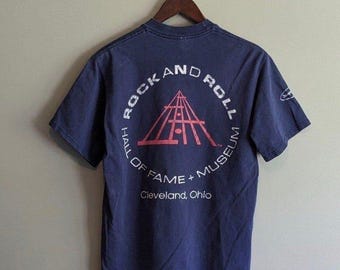 1995 Rock and Roll Hall of Fame Vintage Shirt Blue Size Medium 90s Graphic Tee