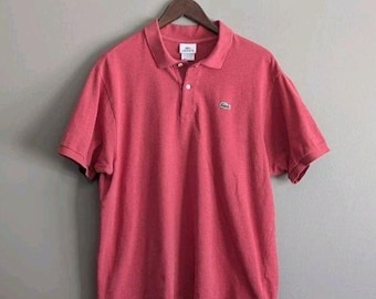 Lacoste Size 7 Vintage Mesh Polo Shirt Mens Red Pullover Top Short Sleeve Cotton