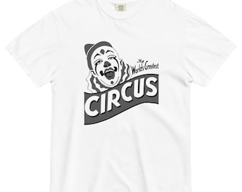 Circus Clown Worlds Greatest T-shirt Black And White Tee Heavyweight - FREE SHIP