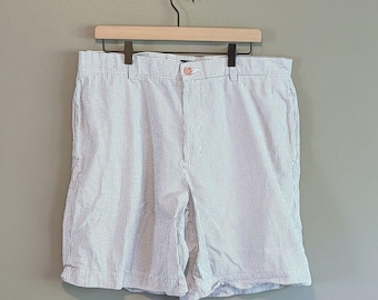J. Crew Vintage Seersucker Shorts 36 Blue White Stripe Cotton Y2K Preppy 9"