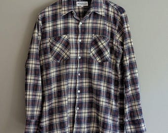 VTG 90s Bud Berma Plaid Flannel Shirt Mens Medium Highlander Grunge Blue Red M