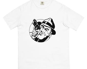 Retro Bad Guy Black and White T-shirt Heavyweight Tee Vintage Style