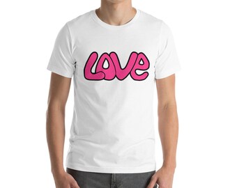 Pink Love 60's Hippie Design Short-Sleeve Unisex T-Shirt
