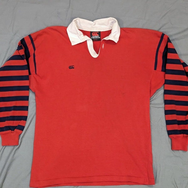 Canterbury of New Zealand Classic Vintage Rugby Jersey Shirt Red Blue Stripes XL