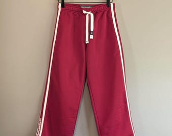 Vintage Abercrombie Kids Boys Large Red Track Pants Joggers Stripe Sweatpants