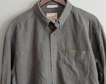 Vintage Woolrich Mens XL Sportsman Chamois Shirt Heavy Flannel Olive Green