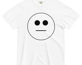 No Smile Smiley Face Emoji Tee Shirt Straight Face White Tee