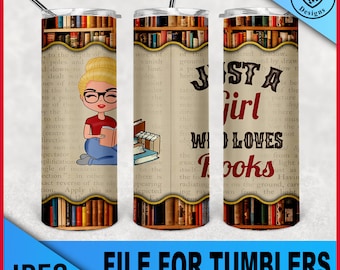 gewoon een meisje dat houdt van boeken -blond haar versie voor tumbler-jpeg bestand voor sublimatie