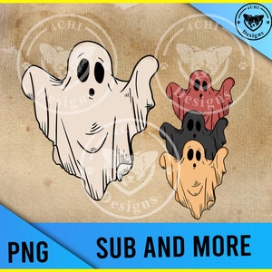 spettrale vintage ghost bundle-handdrawn 4 file -Png file per sublimazione