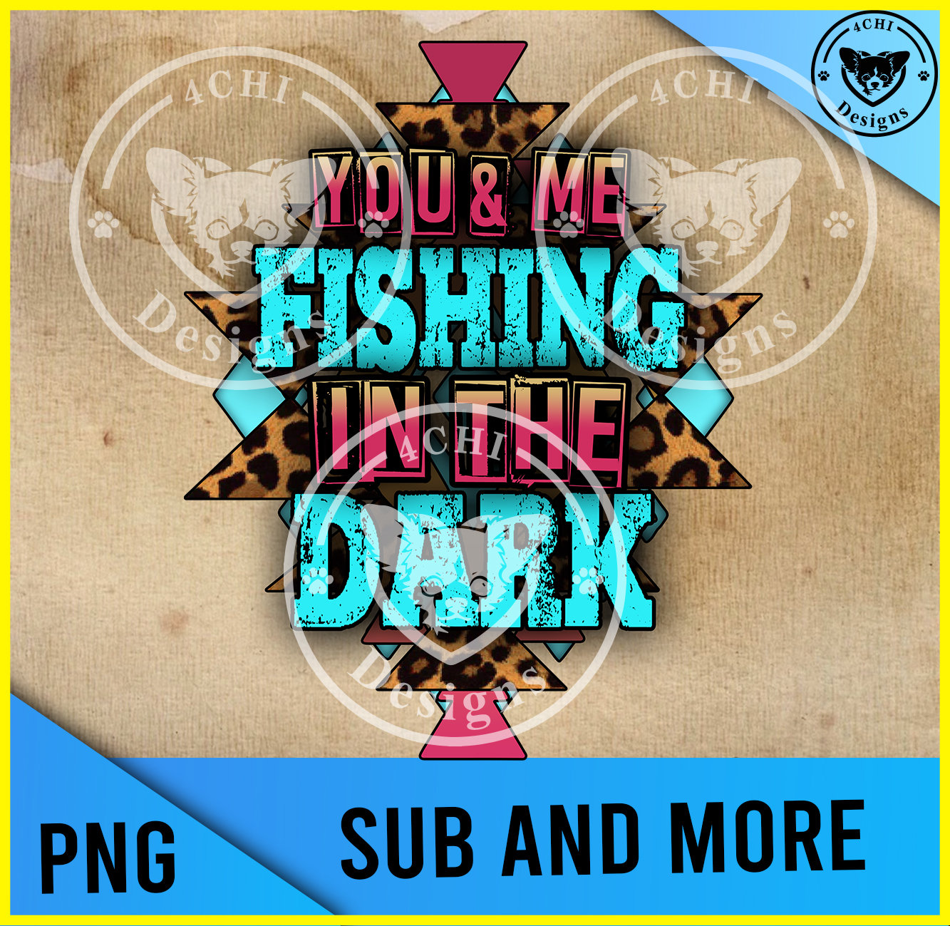 You and Me Fishing in the Darktribl Leoaprd Png Digital File Etsy