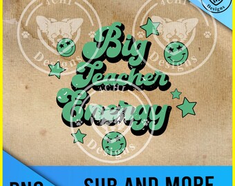 grote leraar energie-groene groovy distressed-Png-bestand voor sublimatie