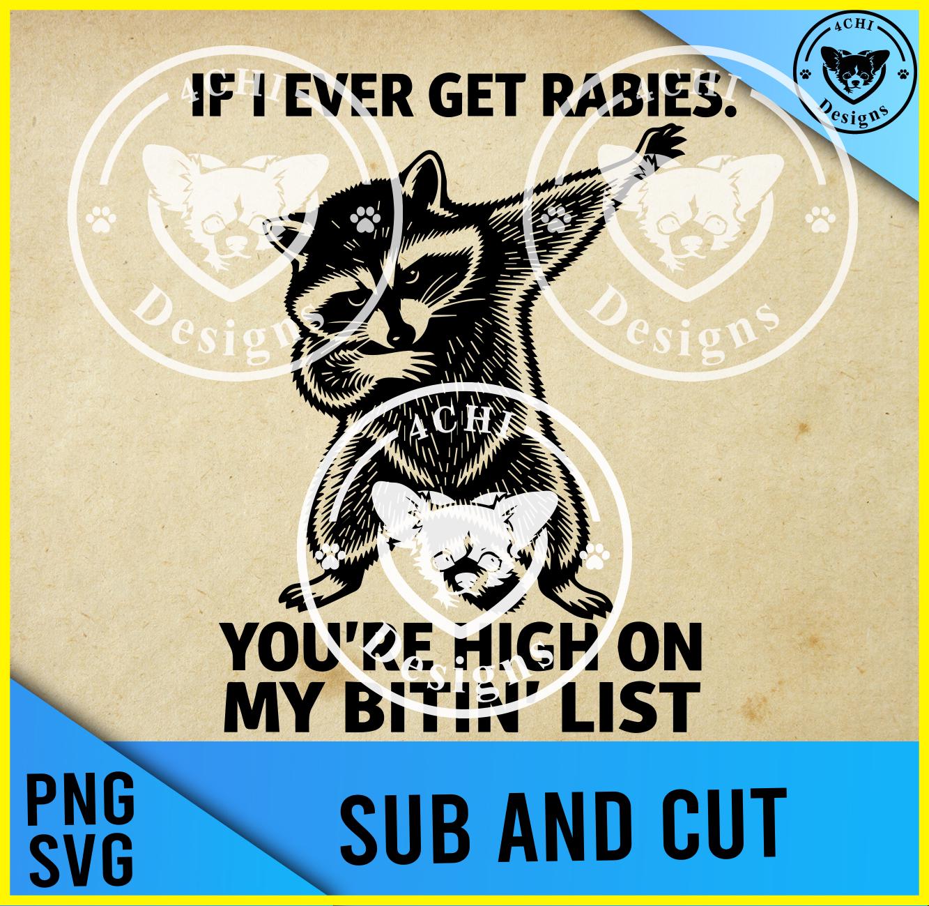Svg Racoon Rabid Rabies Racoon Biting List PNG SVG, Funny Animal Design (digital ...