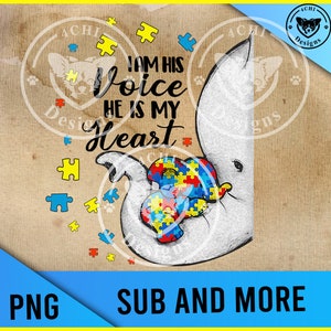 Ich bin seine Stimme er ist mein Herz-Elefant Mama-Png Datei für Sublimation