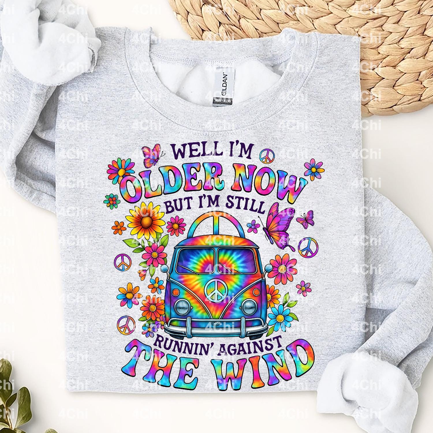 well i am older now but i am still running against the wind-hippie style car and sunflowers   - sunflower -Png file for sublimation