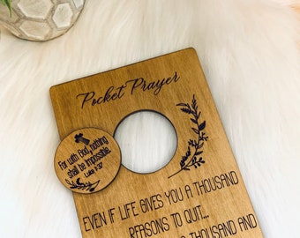 Digital Cut File / SVG / Pocket Prayer Token with Card / Laser Ready