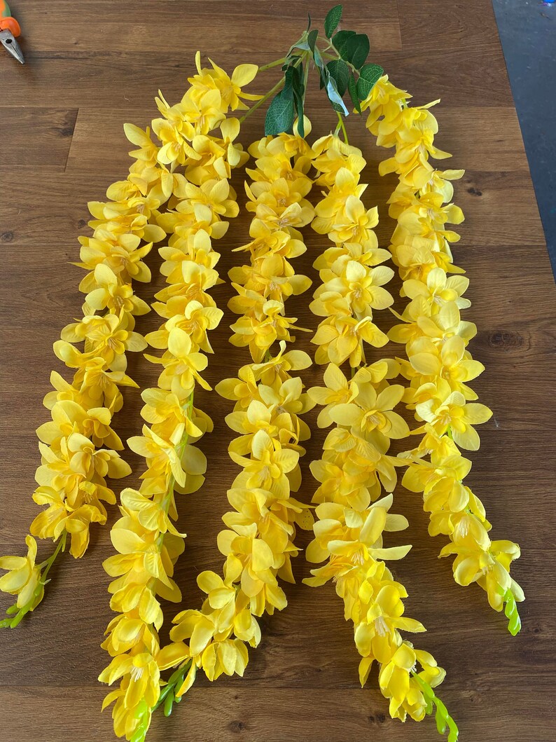 Artificial Trailing Hanging Wisteria Silk Flowers Vine Plant Etsy UK